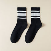 NEW VERSATILE STRIPED SPORTS COTTON MID CALF SOCKS_CWMS1354