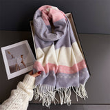 Winter Plaid Colorblock Tassel Scarf Wrap Unisex_Cwasc03273