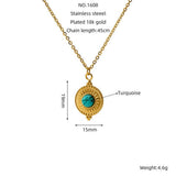 Vintage Turquoise Necklace Titanium Steel Clavicle Chain