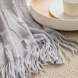 KNITTED THIN TASSEL SOFA BLANKET BED END BLANKET_CWMM0222