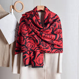 ROSE PRINT SHAWL SCARF SOFT WARM ELEGANT WRAP_CWASC0408