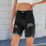 Washed Casual Ripped Vintage Vintage Denim Shorts