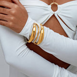 Titanium Steel Open Round Wide Smooth Bracelet_Cwmm3718