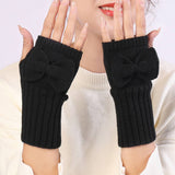 Bow Knitted Thermal Fingerless Sleeves_Cwag0110