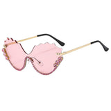 HALF FRAME WING CUTOUT RHINESTONE SUNGLASSES_CWASG1191