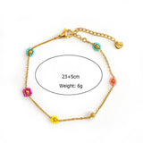 COLORFUL STAINLESS STEEL FLOWER ANKLET_CWAJE4610