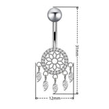 LEAF MESH CZ NAVEL RING STAINLESS STEEL JEWELRY_CWMM9370