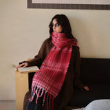 RED PLAID SCARF SOFT FAUX CASHMERE WINTER WRAP_CWASC2343