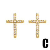 COLORED ZIRCON CROSS EARRINGS_CWAJE0987