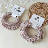 Pink Satin Bead Scrunchie Soft Hair Tie_Cwaha07599