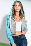 Women Color Matching Short Hoodie_Cwohol419