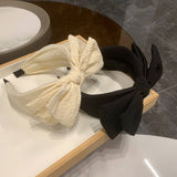 BLACK BUBBLE WRINKLED WIDE BRIM HEADBAND_CWAHA2561