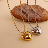 MODERN STAINLESS STEEL HEART PENDANT NECKLACE_CWMM8877