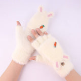 Winter Warm Flip Fingerless Gloves For Women_Cwag0243