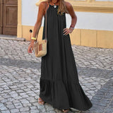Stylish Sleeveless Halter Long Beach Dress