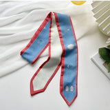 Zodiac Print Skinny Scarf For Hair And Bag Tie_Cwasc0736