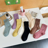 Women Solid Color Pile Socks Cotton Socks_Cwms0337