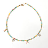 ELEGANT HANDMADE STONE NECKLACE WITH STEEL PENDANT_CWMM8818