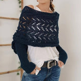Cwasc1793_Twisted Hollow Long Sleeve Shawl Collar Scarf