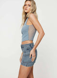 Washed Denim Mini Skirt With Elegant Temperament