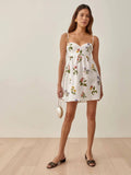 Stylish Little Floral High Waist Low Neck Dress