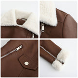 Warm Long Sleeve Lapel And Fleece Coat