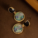 SIMPLE ABALONE EARRINGS SILVER NEEDLE EARRINGS_CWMM4289