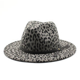 LEOPARD PRINT HAT JAZZ HAT WOOLEN HAT WIDE BRIM HAT_CWAH2571