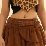 COWBOY STYLE BEADED RETRO PUNK STYLE RIVET BELT_CWMM3953