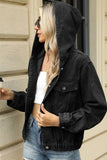 Cwjt00080_Washed Loose Casual Hooded Denim Jacket Top