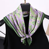 Vintage Letter Print Satin Square Scarf For Women_Cwasc0809