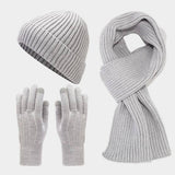 THICK WARM SCARF GLOVES HAT THREE PIECE SET_CWAH1584