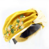 HAND EMBROIDERED MAPLE LEAF TWO TONE HEADBAND_CWMM6120