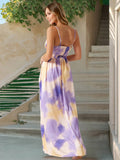 Waist-Cinched Bohemian V-Neck Print Maxi Dress