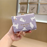 Cute Cartoon Cat Print Trifold Money Clip Wallet_Cwab06203