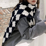 KNIT PLAID LONG SCARF FOR WOMEN FASHION WRAP_CWASC1239