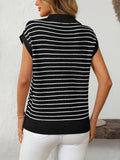 V-Neck Casual Striped Lapel Knitted Sweater