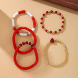 SOFT CLAY ELASTIC CORD HEART BRACELET SET_CWMM3519