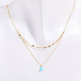 BLUE TEARS SMALL OPAL DOUBLE LAYER NECKLACE_CWMM5552