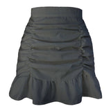 SOLID COLOR PLEATED RUFFLE ZIPPER SKIRT_CWBSS0388