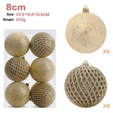 8CM 12PCS GLITTER XMAS BALL ORNAMENT SET_CWMM9871
