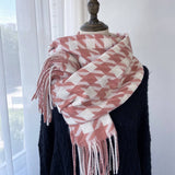HOUNDSTOOTH TASSEL SCARF THICK WINTER WRAP_CWASC1463