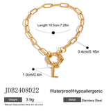 DURABLE 18K GOLD LETTER O LINK CHAIN BRACELET_CWAJE4893