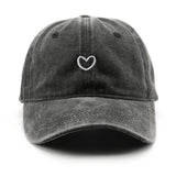 Vintage Washed Distressed Heart Embroidery Cap_Cwah1279
