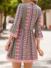 Women's V-Neck Ethnic Print Loose Short Dress ??Bohemian Summer Casual Dress