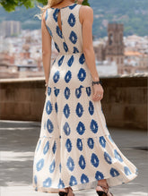 Long Boho Print Dress with Waist Tuck ??Flowy & Feminine