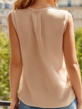 Multi-Level V-Neck Solid Color Blouse ??Elegant Layered Women's Top