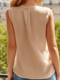 Multi-Level V-Neck Solid Color Blouse ??Elegant Layered Women's Top