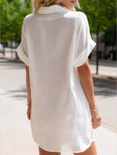 Simple V-Neck Button-Up Dress ??Casual Elegant Summer Dress for Women