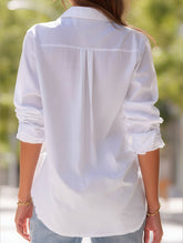 Simple Long Sleeve V-Neck Button-Down Shirt ??Classic 100% Cotton Women's Shirt
